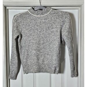 Athleta Merino Wool Blend Transit Sweater Piping Size XS Gray/White